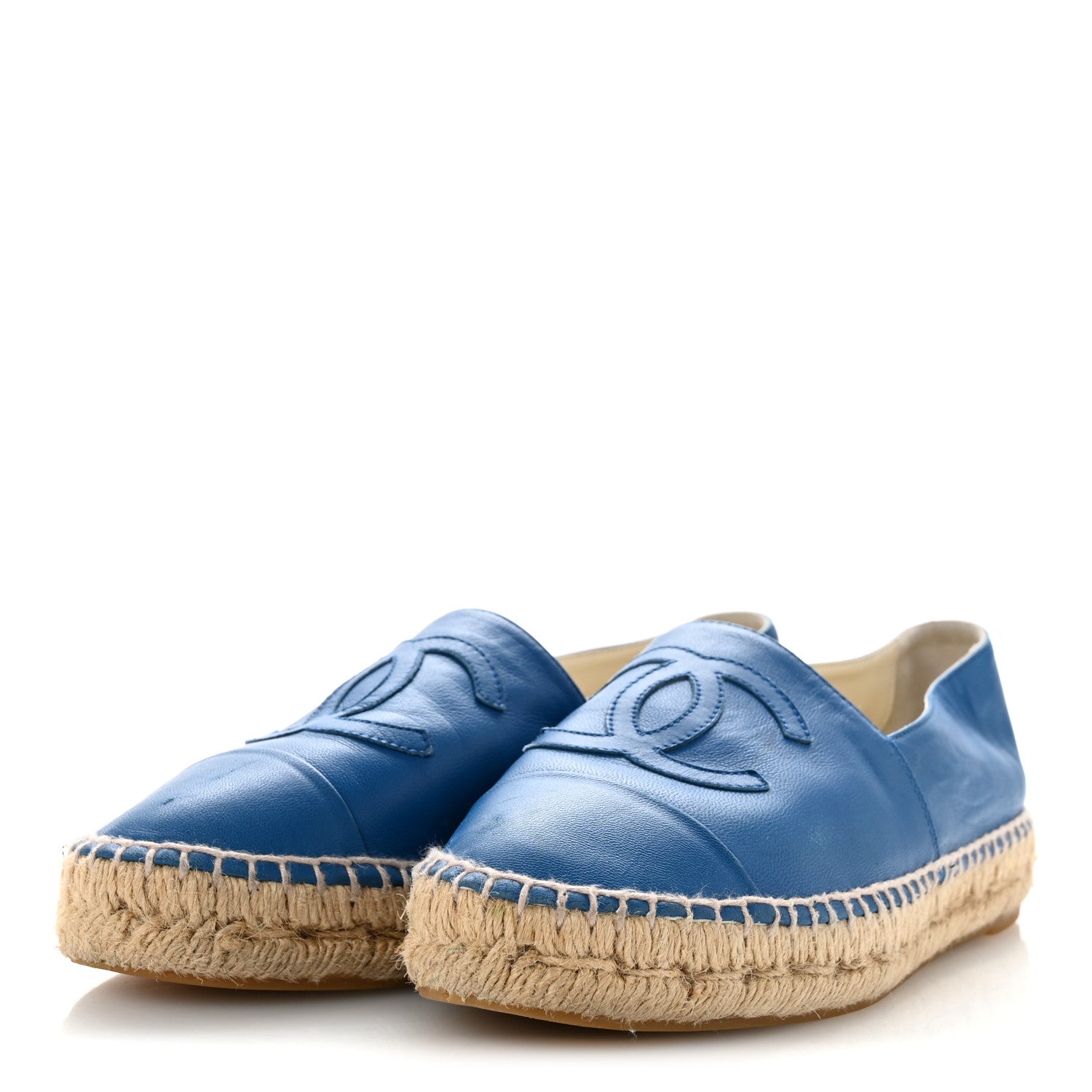 Chanel Lambskin CC Espadrilles 37 Blue 4 of 11