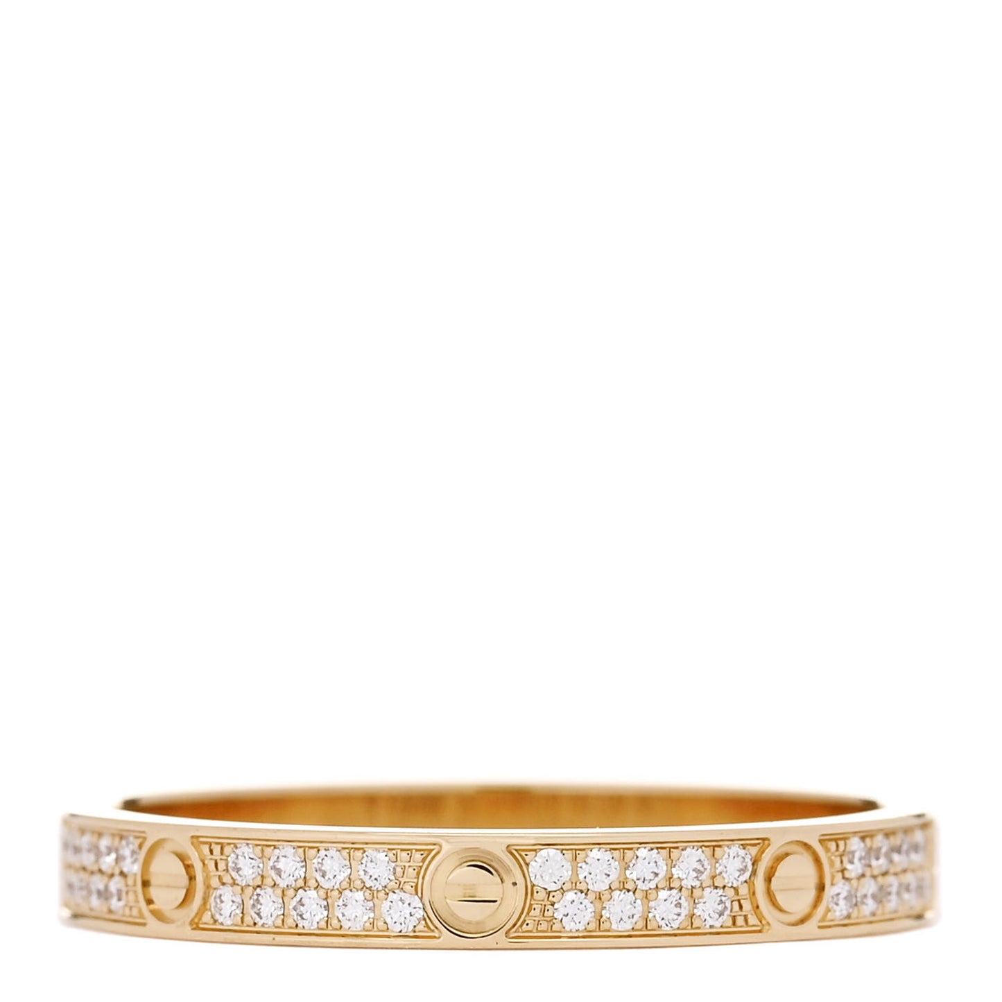 18K Yellow Gold Diamond 2.6mm LOVE Paved Band Ring 55 7.25
