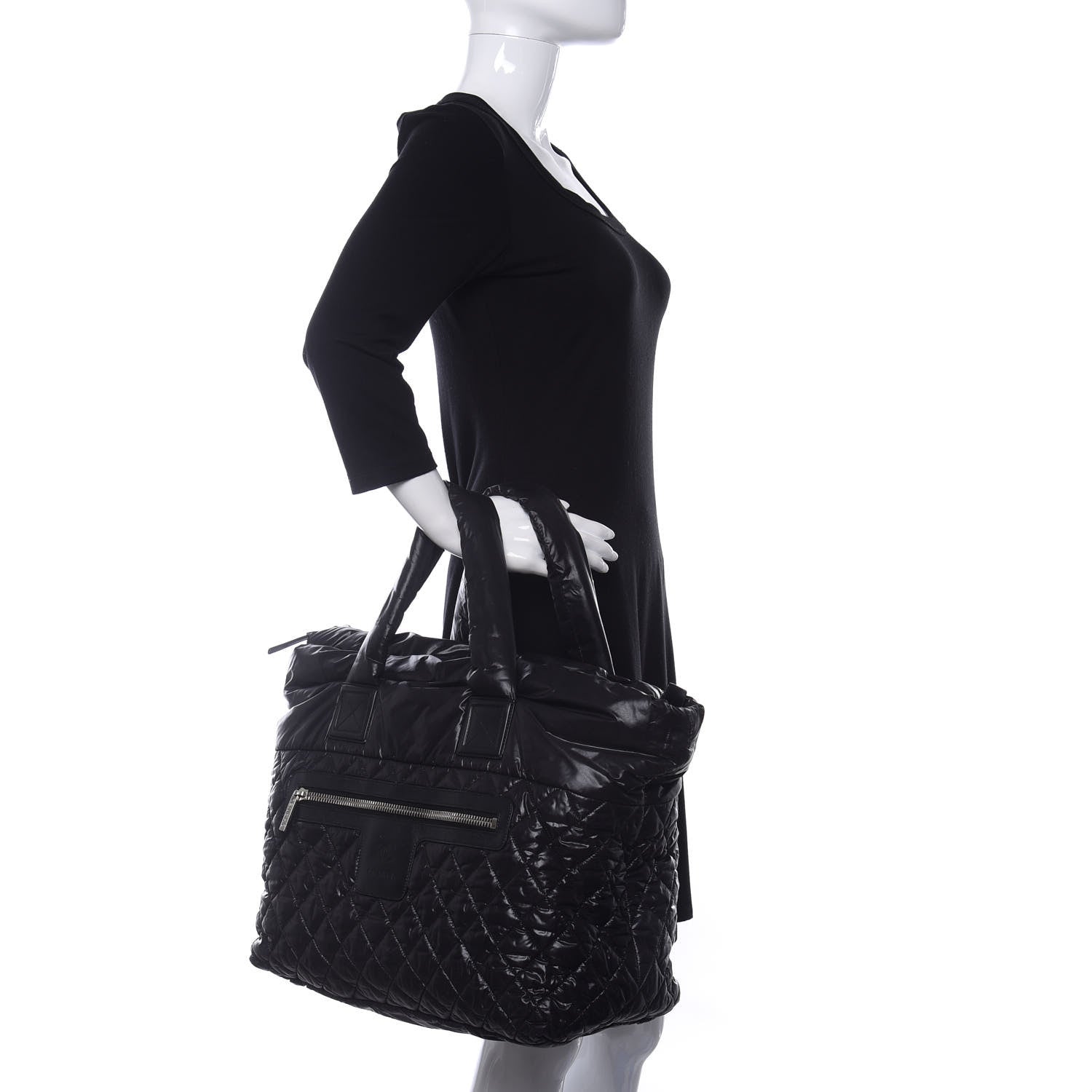 Chanel Nylon Quilted Large Coco Cocoon Tote Black 2 of 10