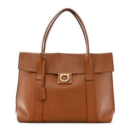 Salvatore Ferragamo Calfskin Large Sookie Satchel Brown 1 of 9