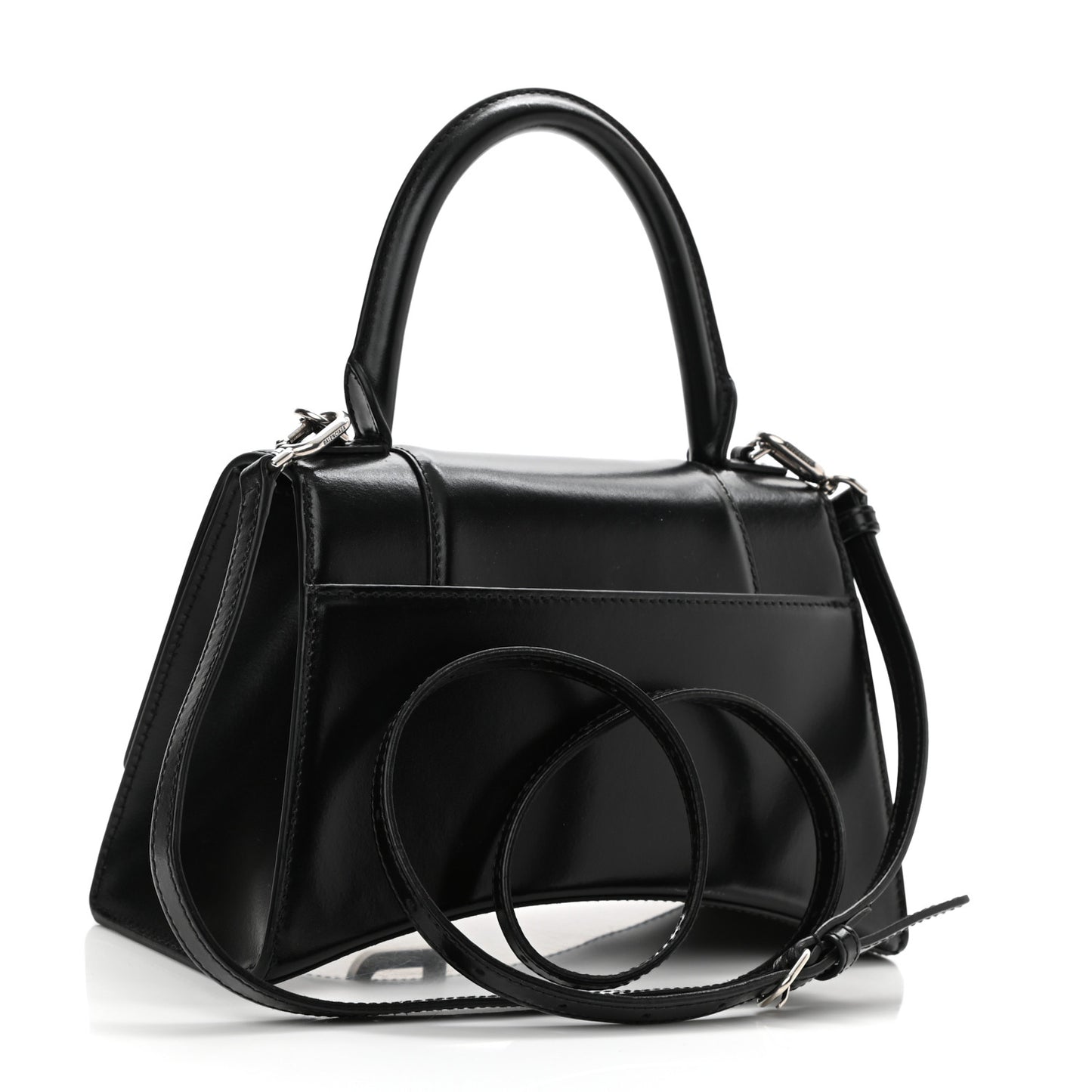 Shiny Box Calfskin Graffiti Logo Small Hourglass Top Handle Bag Black Pink