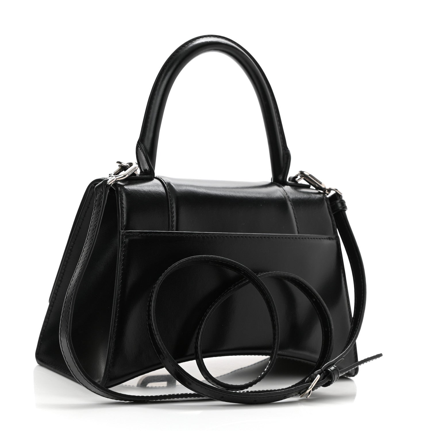 Balenciaga Shiny Box Calfskin Graffiti Logo Small Hourglass Top Handle Bag Black Pink 2 of 8