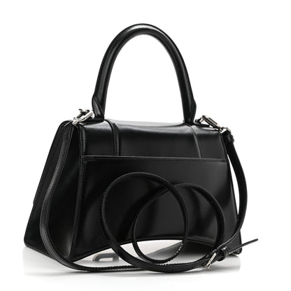 Balenciaga Shiny Box Calfskin Graffiti Logo Small Hourglass Top Handle Bag Black Pink 2 of 8