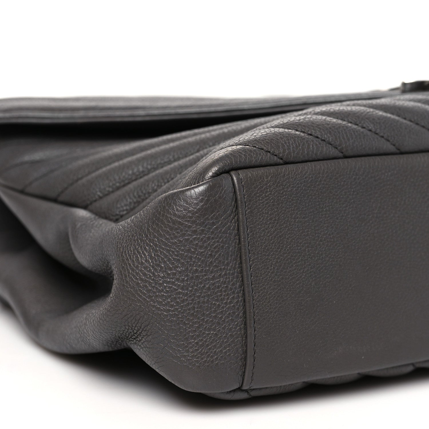 Saint Laurent Sheepskin Matelasse Chevron Monogram Large College Satchel Dark Anthracite 9 of 13