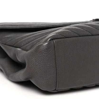 Saint Laurent Sheepskin Matelasse Chevron Monogram Large College Satchel Dark Anthracite 9 of 13
