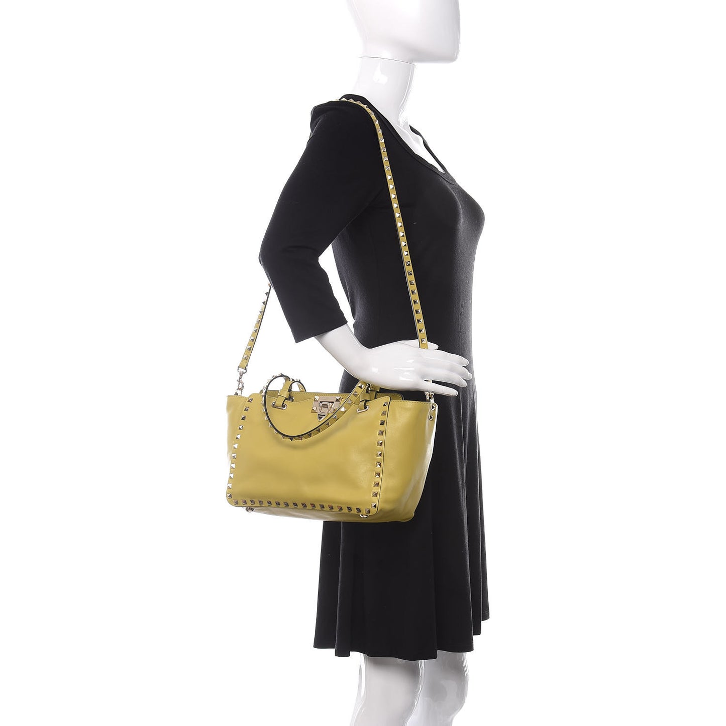 Vitello Small Rockstud Tote Yellow
