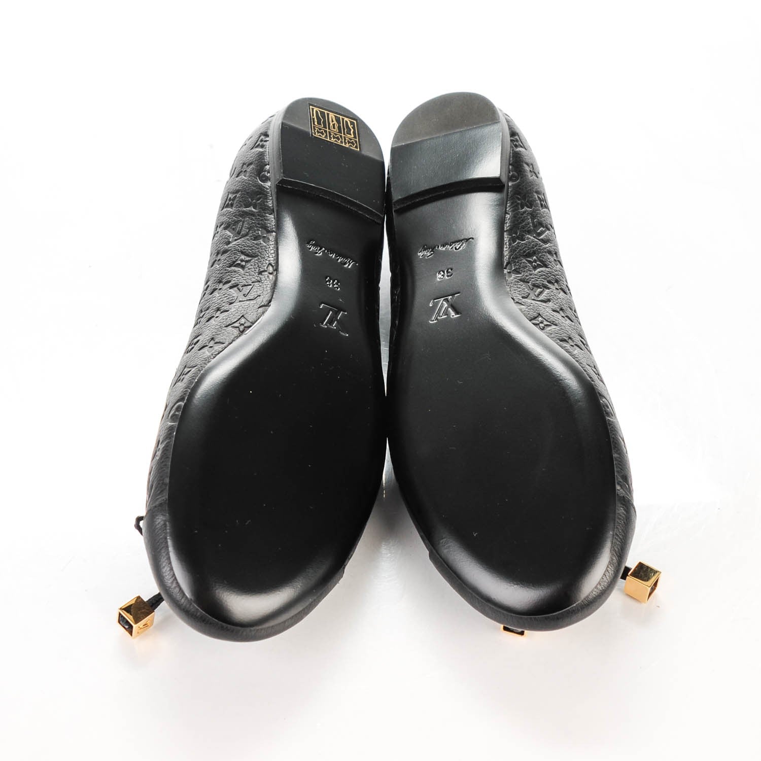 Louis Vuitton Calfskin Monogram Embossed Debbie Ballerina Flats 38 Black 7 of 7