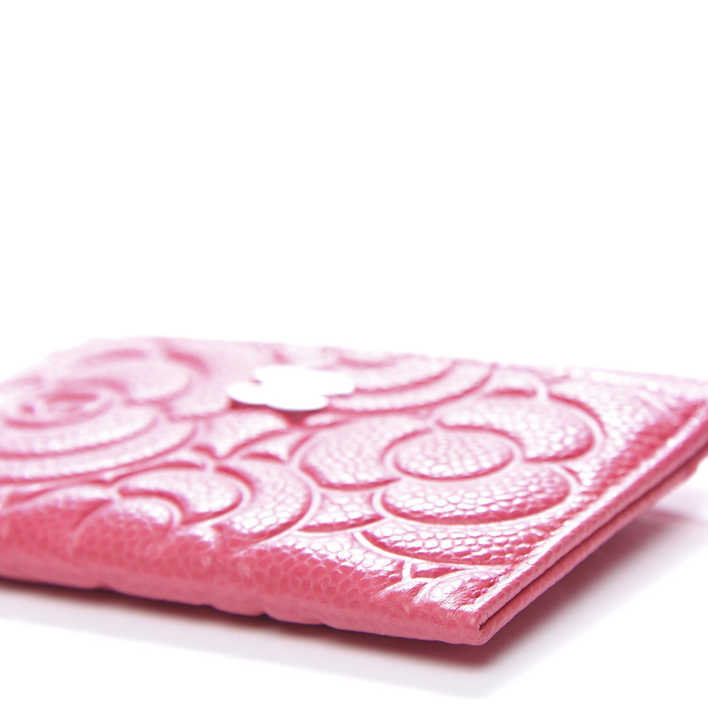 Caviar Camellia Embossed Card Holder Pink