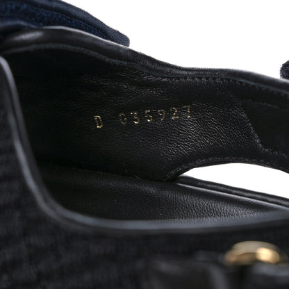 Chanel Knit Fabric Velcro Dad Sandals 40 Black Dark Blue Light Blue 8 of 9