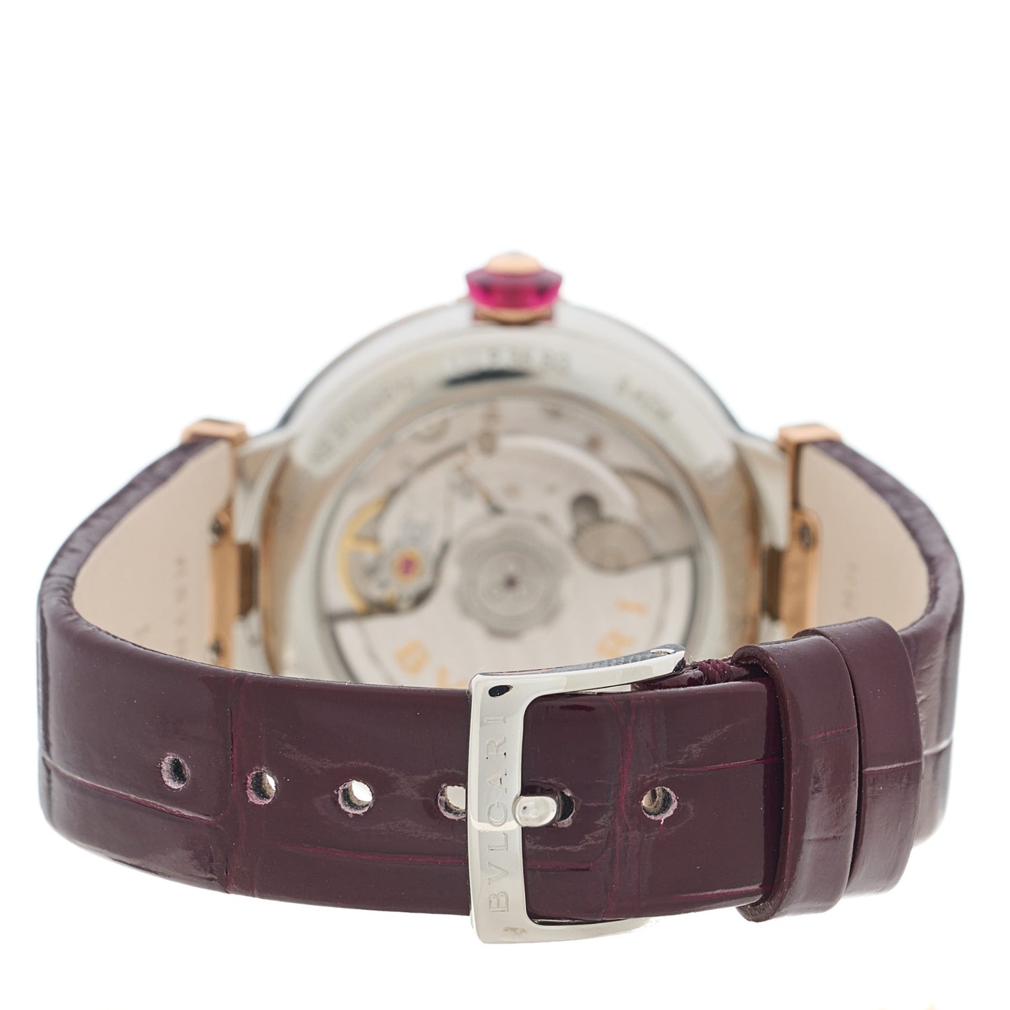 Stainless Steel 18K Rose Gold Alligator Diamond 33mm LVCEA Quartz Watch Burgundy