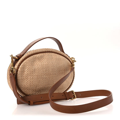 Saint Laurent Raffia Calfskin Round Camera Bag Golden Ecru Brick 3 of 11