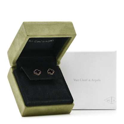 Van Cleef & Arpels 18K Yellow Gold Black Onyx Sweet Alhambra Earrings 5 of 5