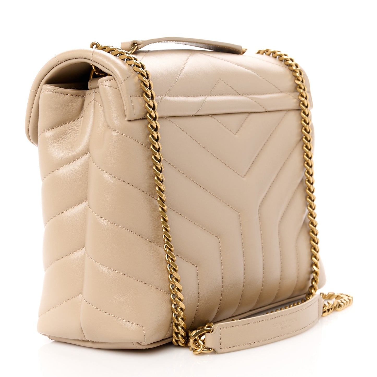 Calfskin Y Quilted Monogram Small Loulou Chain Satchel Dark Beige
