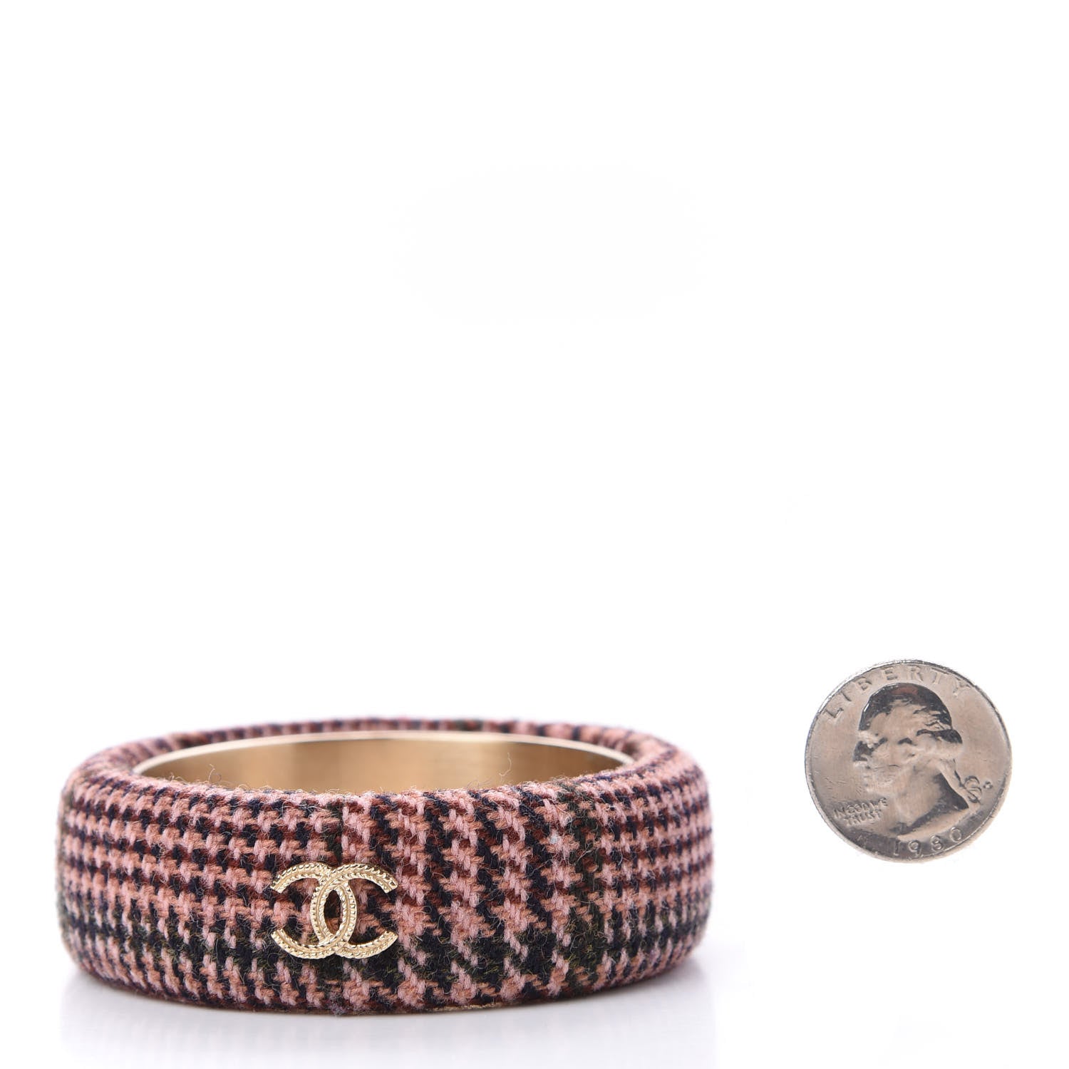 Chanel Tweed CC Wide Bangle XS Pink 2 of 4
