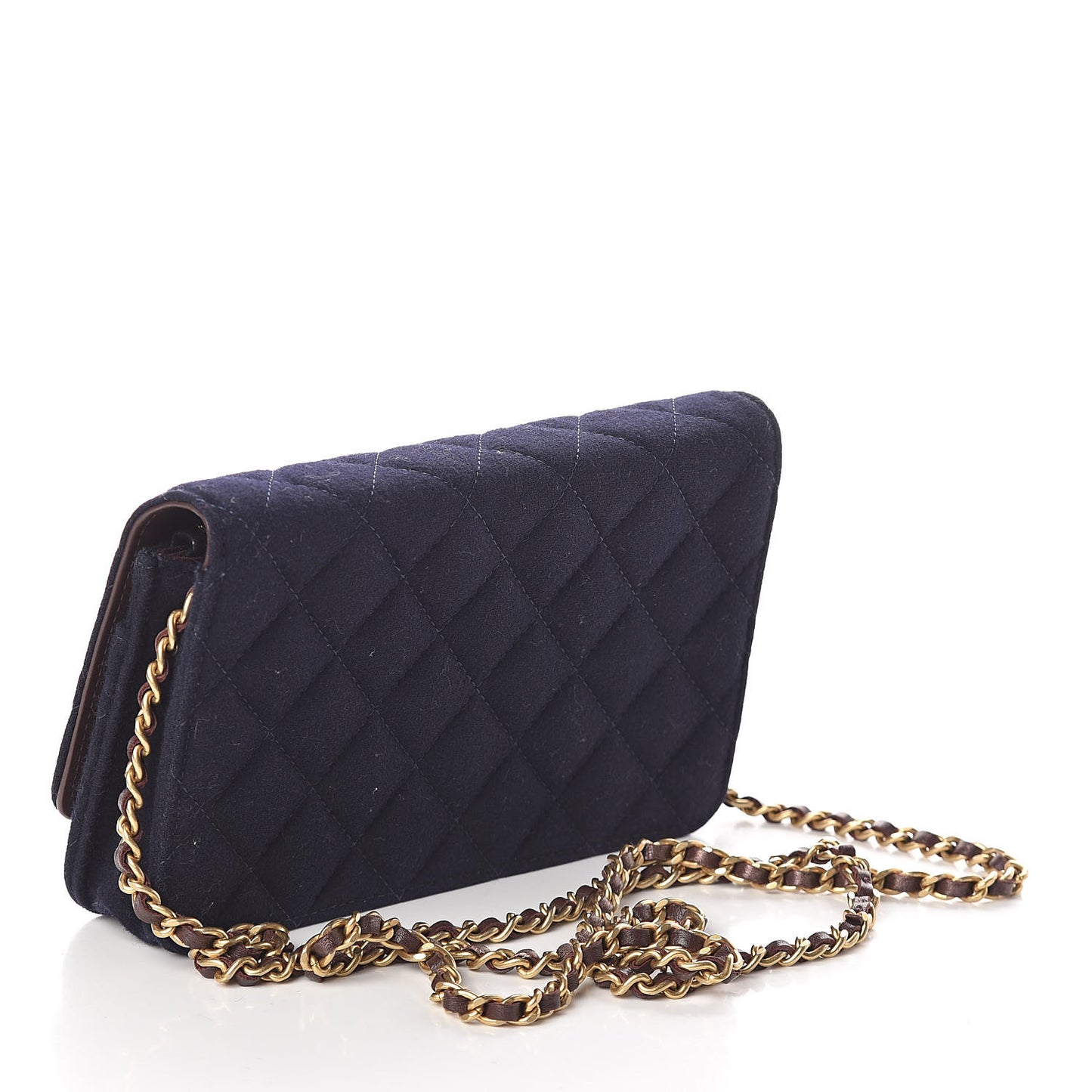 Felt Quilted Paris-Hamburg Charms Wallet On Chain WOC Dark Navy
