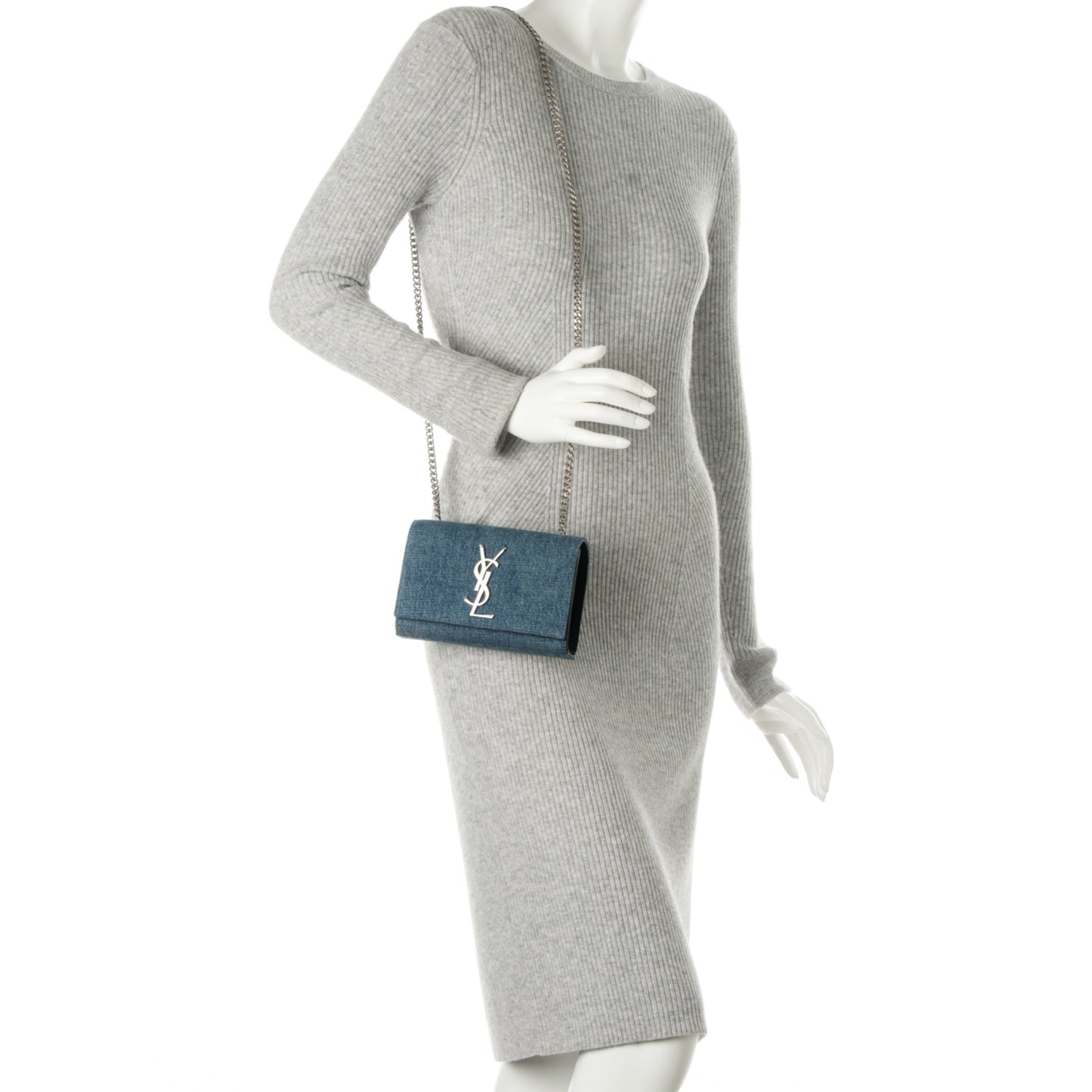 Denim Small Classic Monogram Satchel Blue