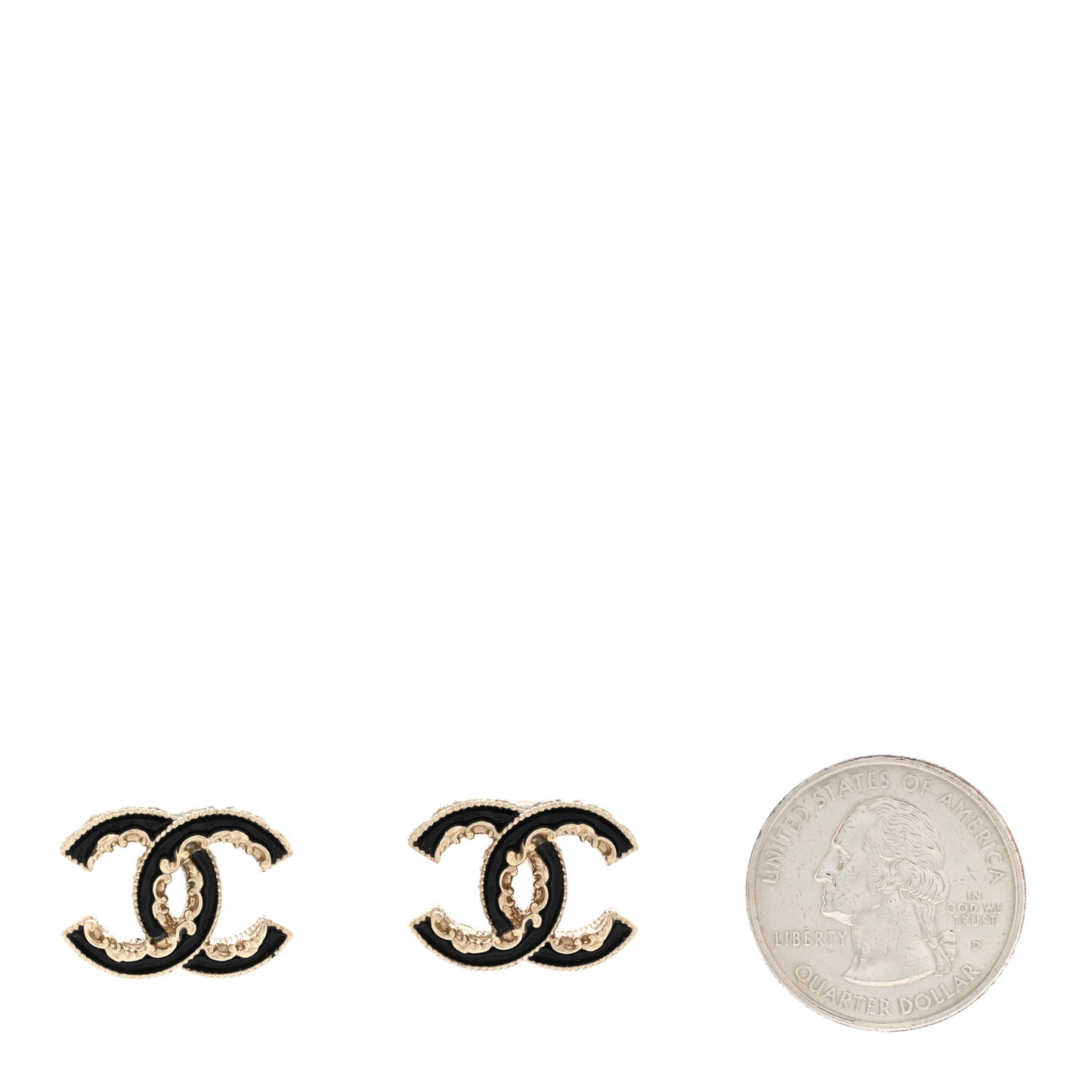 Enamel CC Baroque Earrings Light Gold