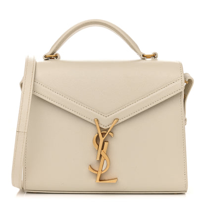 Saint Laurent Grain de Poudre Mini Classic Monogram Cassandra Top Handle Vintage White 1 of 11