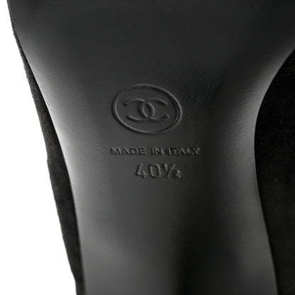 Chanel Suede Grosgrain Cap Toe Pearl Mule 40.5 Black 8 of 9