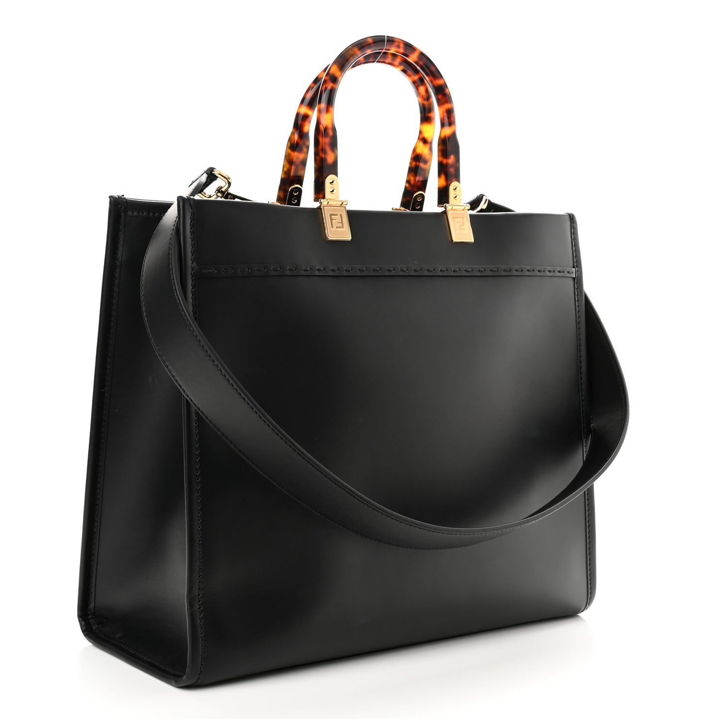 Vitello King Plexiglass Medium Fendi Sunshine Shopper Tote Black