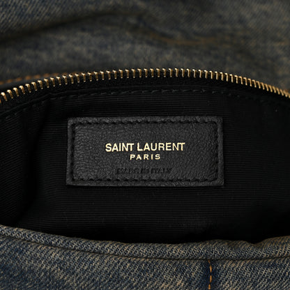 Saint Laurent Denim Quilted Medium Loulou Puffer Monogram Chain Satchel Blue Cinnamon 6 of 10