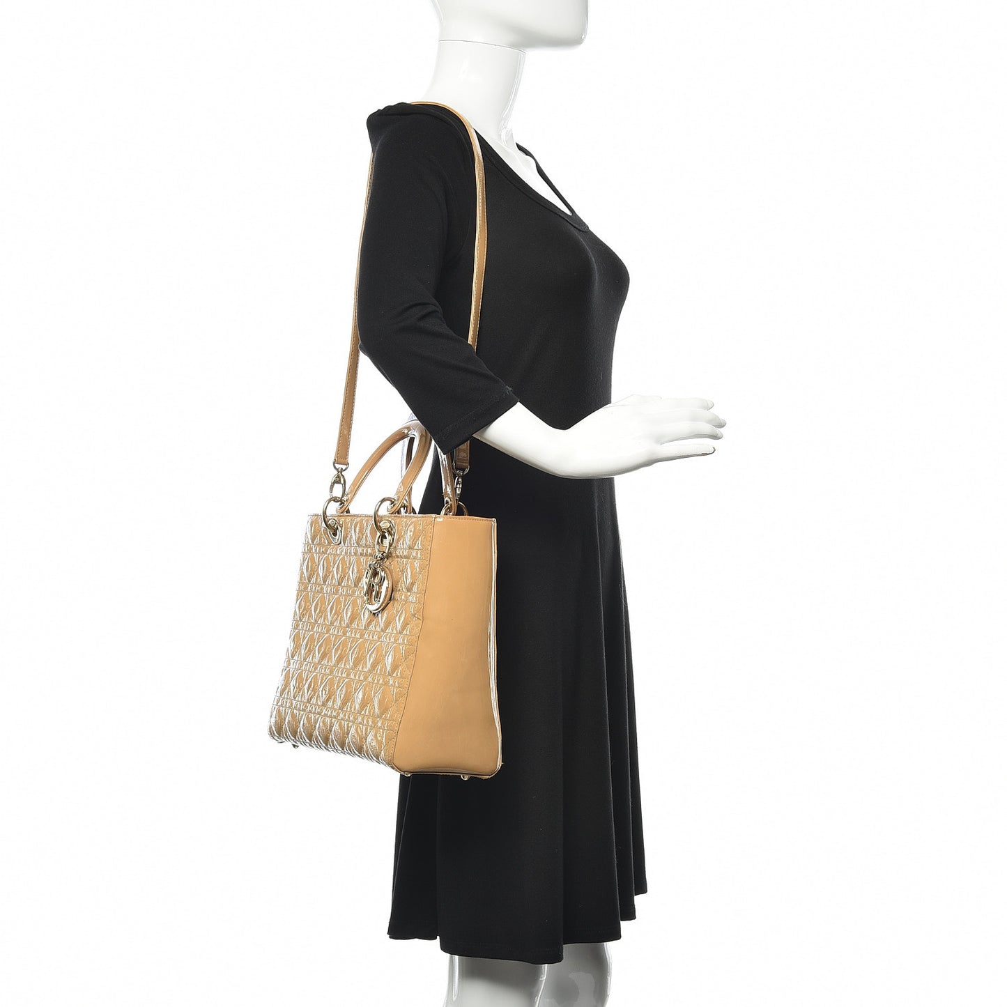 Patent Cannage Large Lady Dior Beige
