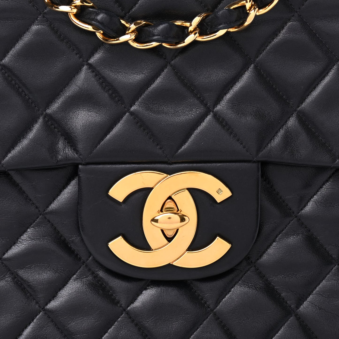 Lambskin Quilted XL Jumbo Single Flap Black