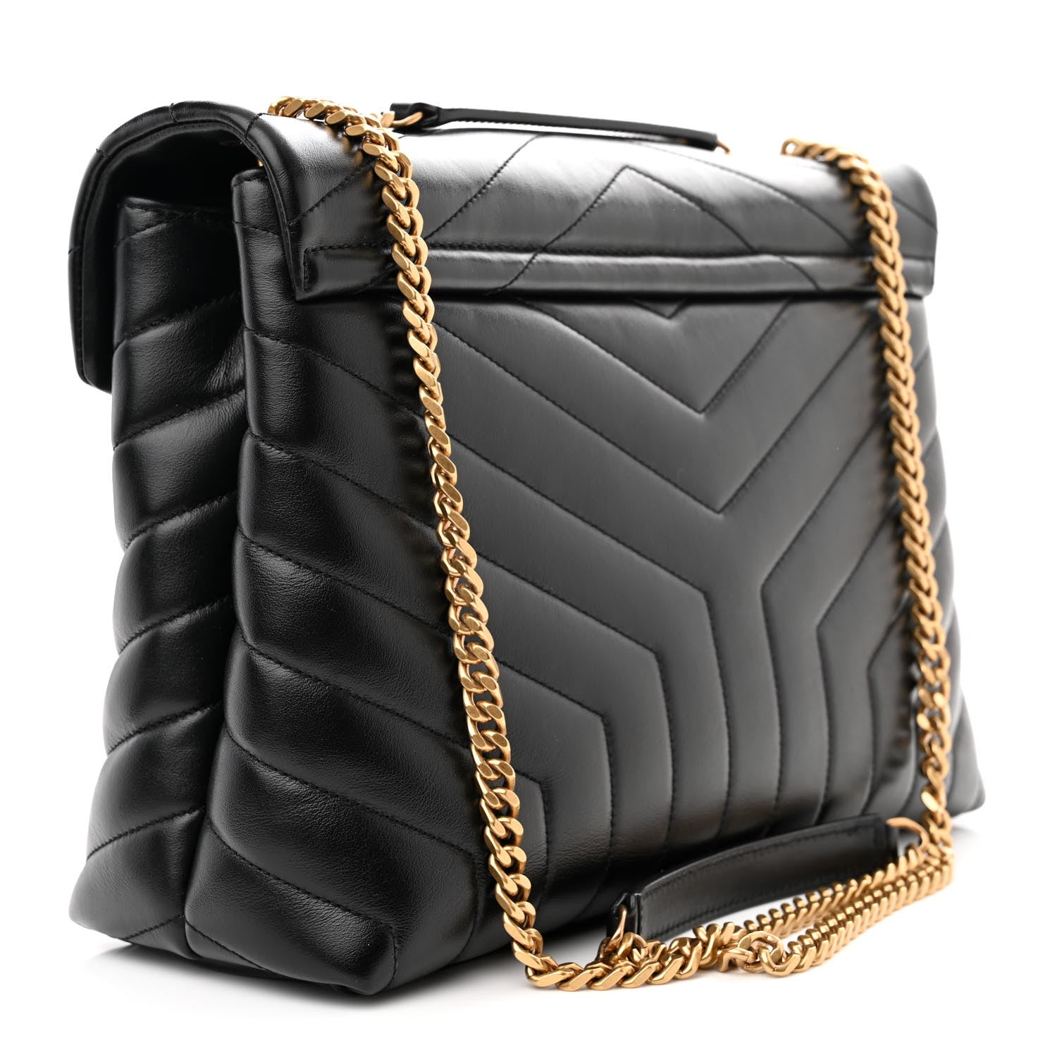Saint Laurent Calfskin Y Quilted Monogram Medium Loulou Chain Satchel Black 3 of 10