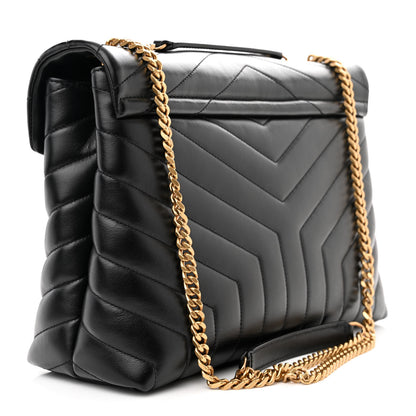Saint Laurent Calfskin Y Quilted Monogram Medium Loulou Chain Satchel Black 3 of 10