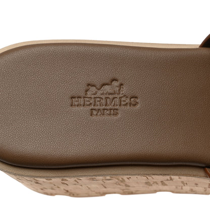 Hermes Calfskin Cork Eze 30 Sandals 38 Marron Glaise 7 of 9