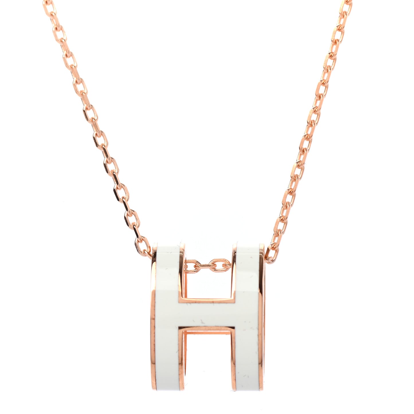 Lacquered Rose Gold Pop H Pendant Necklace White