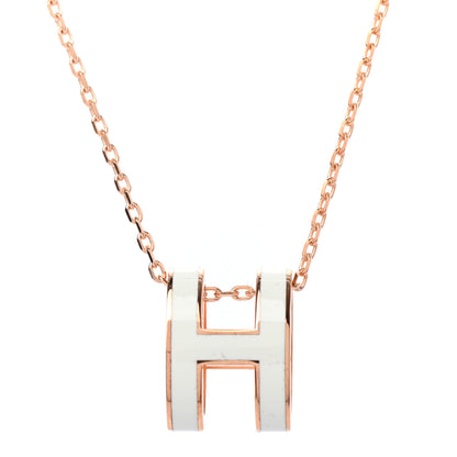 Hermes Lacquered Rose Gold Pop H Pendant Necklace White 4 of 5