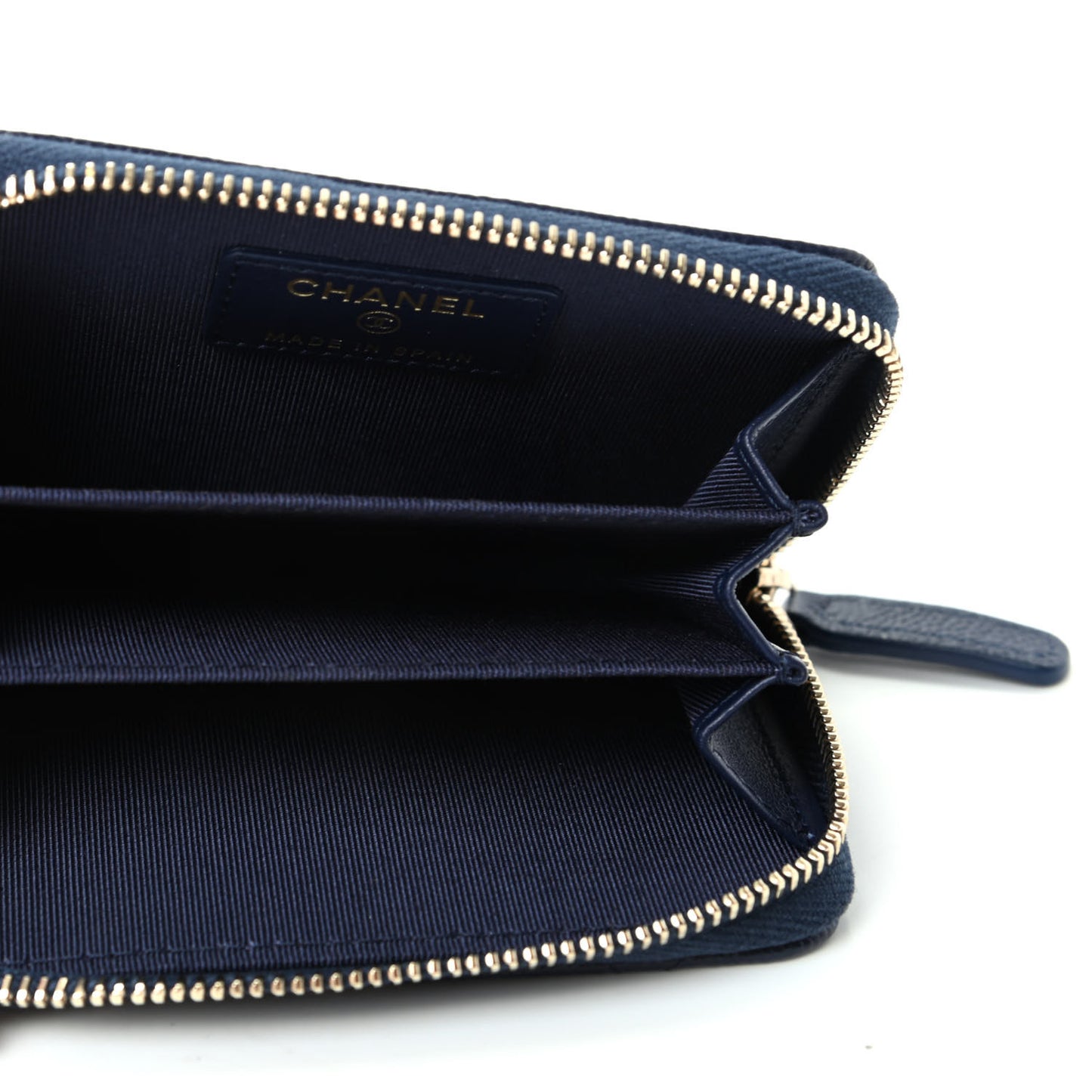 Caviar Quilted Zip Card Holder Navy