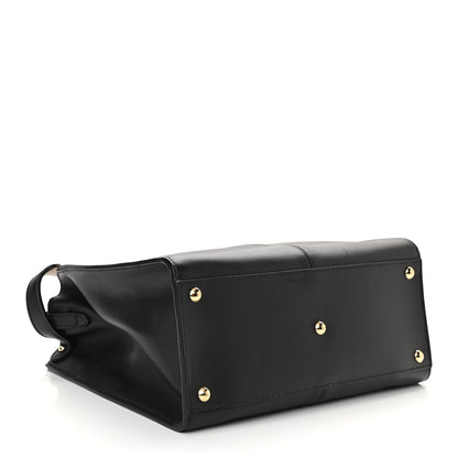 Fendi Vitello Seta Glazed Fabric FF 1974 Medium Peekaboo X-Lite Black Mogano Panna 4 of 9