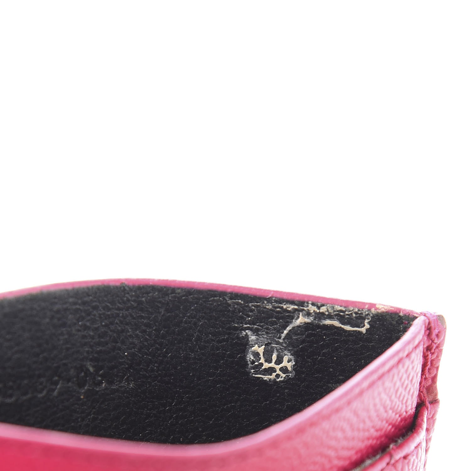 Saint Laurent Grain De Poudre Matelasse Chevron Monogram Credit Card Case Lipstick Fuchsia 8 of 10
