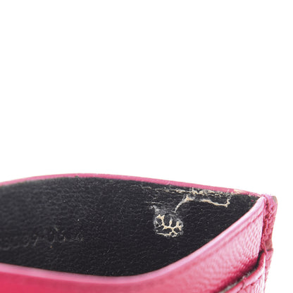 Saint Laurent Grain De Poudre Matelasse Chevron Monogram Credit Card Case Lipstick Fuchsia 8 of 10