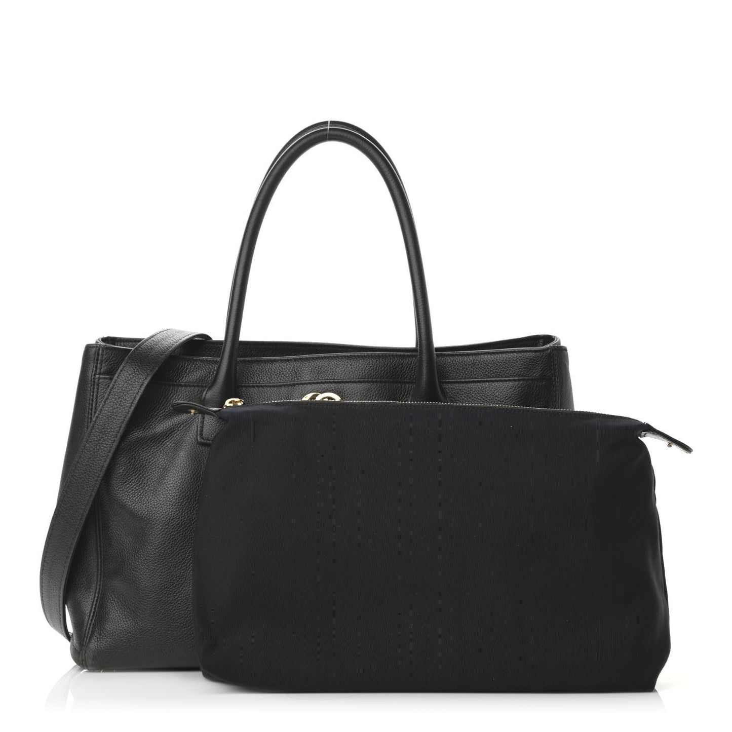 Calfskin Cerf Executive Shopper Tote Black