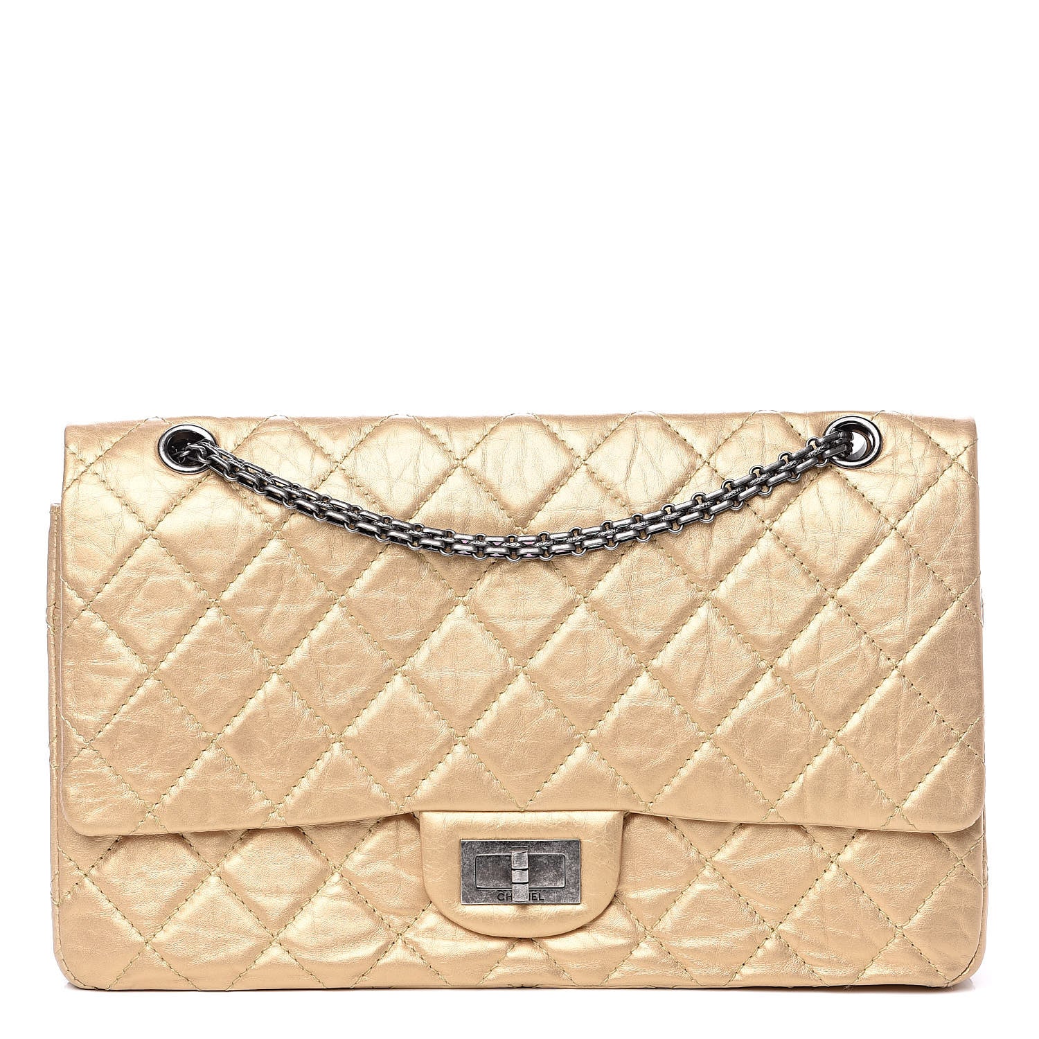 Chanel Metallic Aged Calfskin Quilted 2.55 Reissue 227 Flap Gold 1 of 13