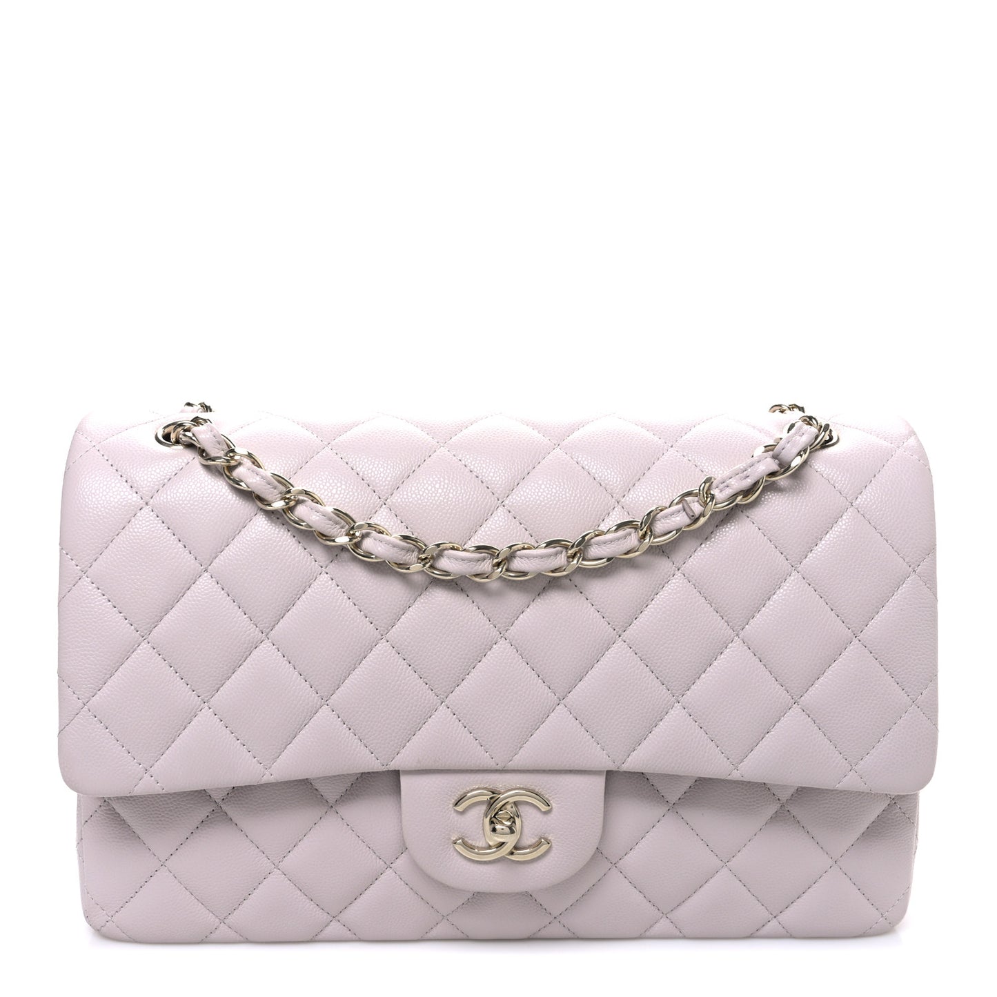 Caviar Quilted Jumbo Double Flap Light Purple