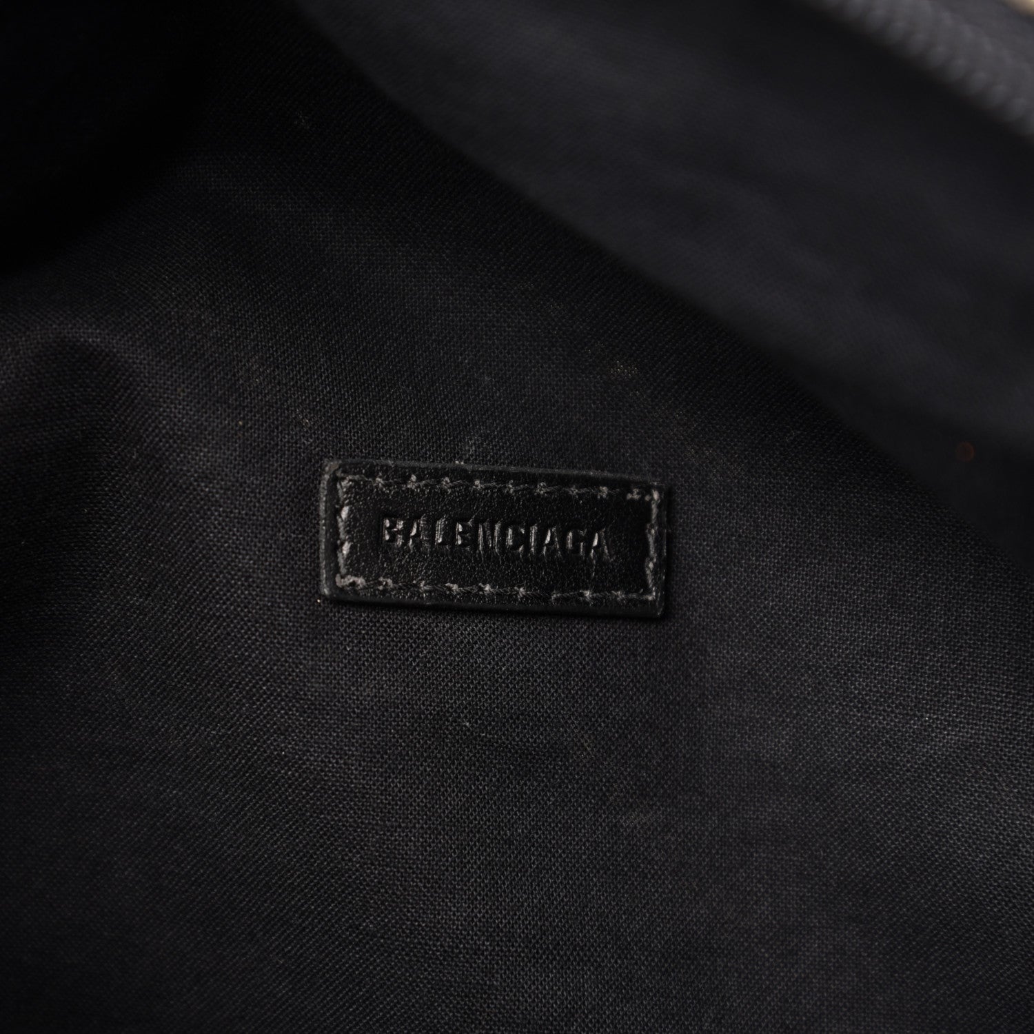 Balenciaga Twill Nylon Allover Logo Explorer Beltpack Black White 8 of 14