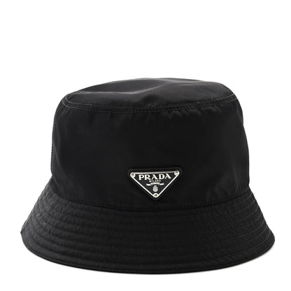 Prada Re-Nylon Metal Triangle Logo Womens Bucket Hat M Black 3 of 6