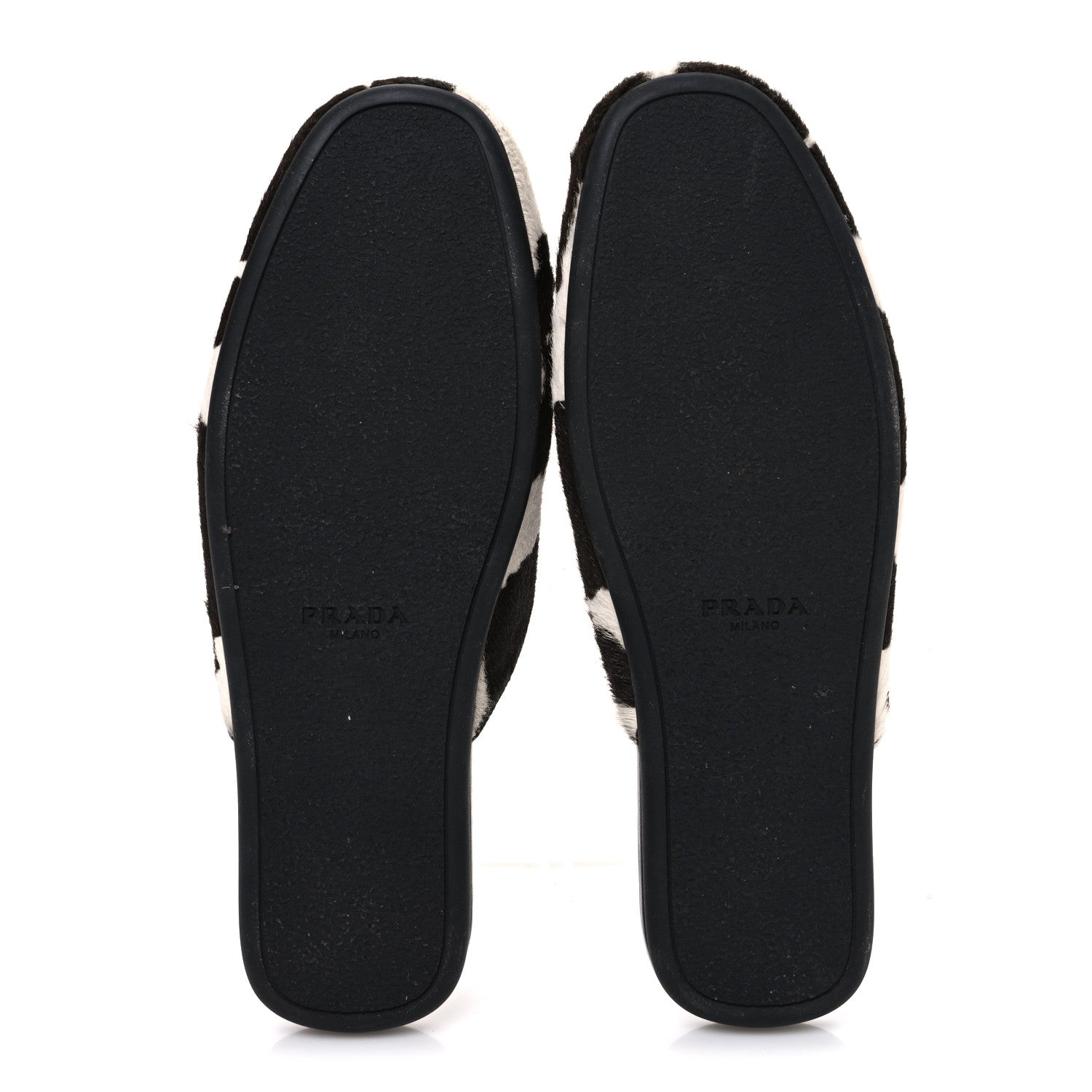 Prada Calf Hair Stampata Cow Loafer Mules 37 White Moro 1873690