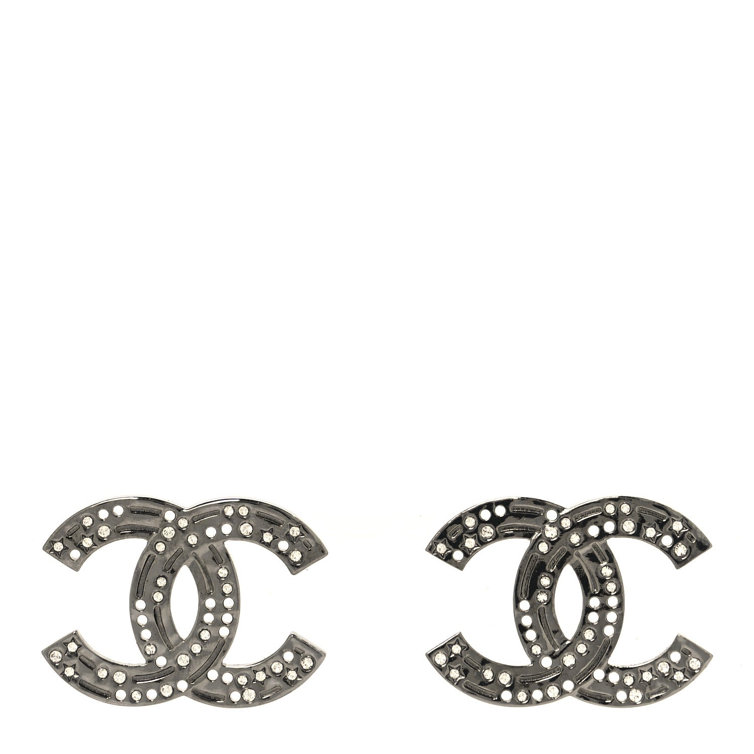 Chanel Ruthenium Crystal CC Earrings 1 of 5