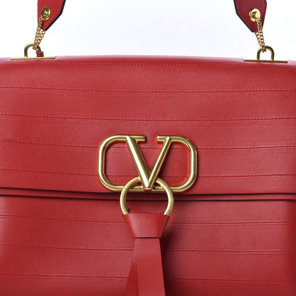 Valentino Garavani Calfskin Medium VRing Shoulder Bag Rouge Pur 8 of 8