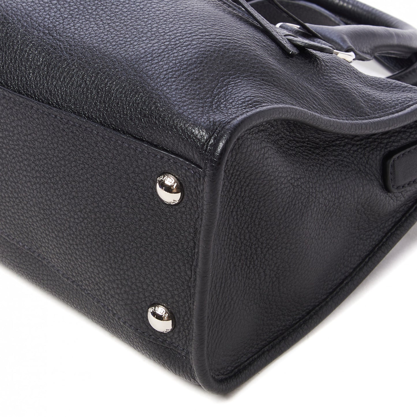 Vitello Phenix Top Handle Shopping Satchel Black