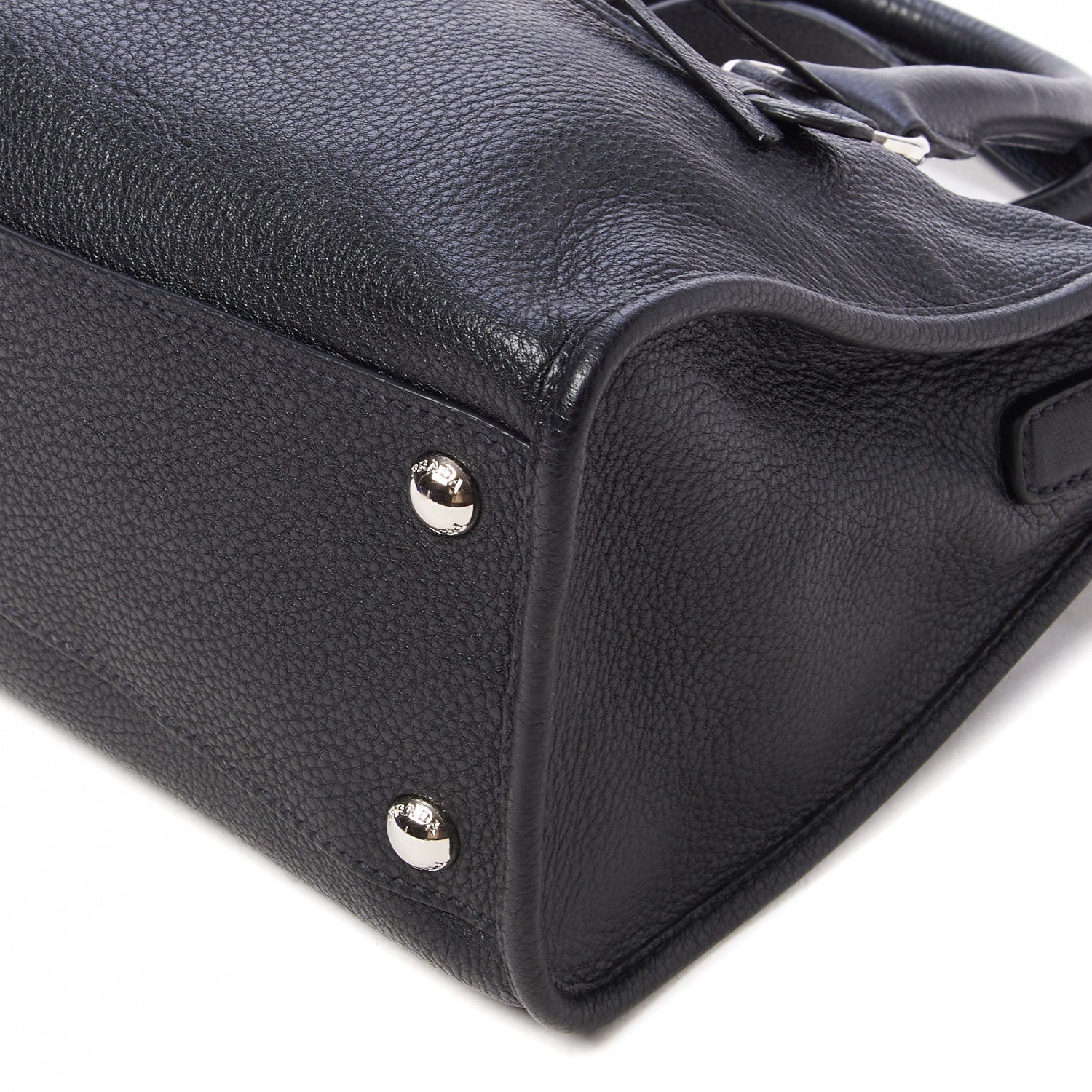 Prada Vitello Phenix Top Handle Shopping Satchel Black 4 of 8