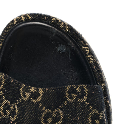 Gucci Jacquard Black Denim GG Monogram Angelina Platform 55mm Slide Sandals 39 Black Ivory 10 of 11