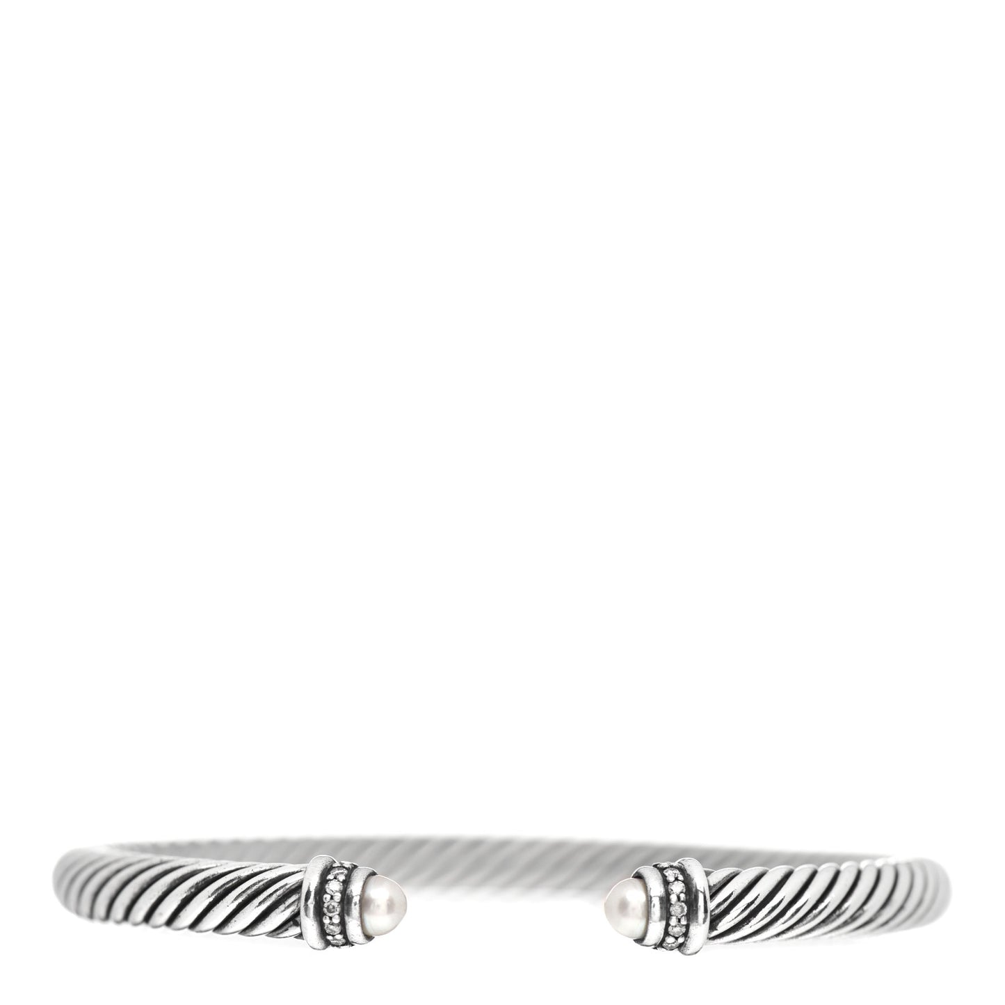 Sterling Silver Diamond Pearl 5mm Cable Classics Princess Bracelet