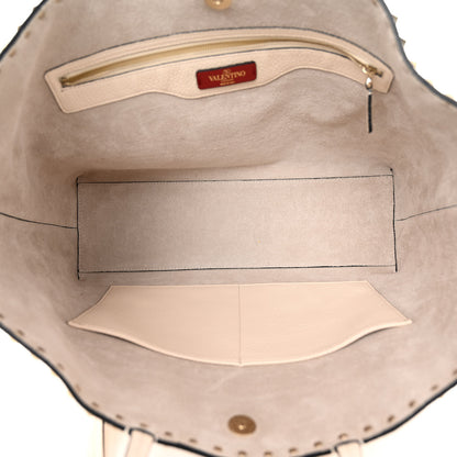 Valentino Garavani Grained Calfskin Rockstud Shoulder Tote Light Ivory 5 of 9