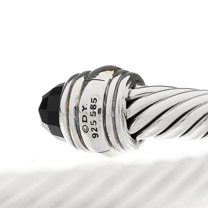 David Yurman Sterling Silver 14K Yellow Gold Black Onyx 5mm Cable Classics Bracelet 3 of 4